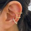 3pcs Set Trendy Personality Micro-inlay Zircon Geometry C Shape  Fake Piercing Clip Earrings for Women No Ear Holes Jewelry Sets