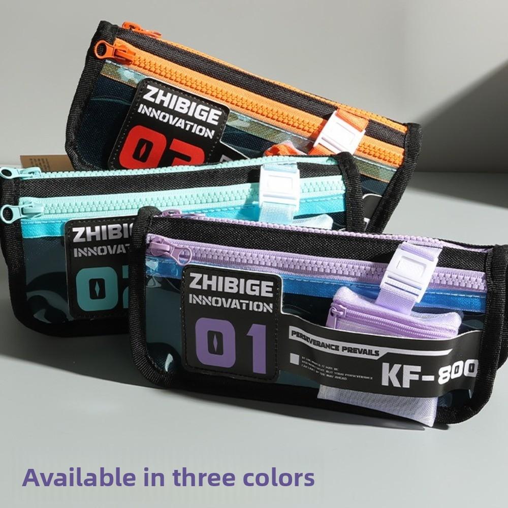 Canvas Letters Stationery Bag Double-layer Pencil Pouch Ins Fashion Racing Car Pen Bag Boys Men
