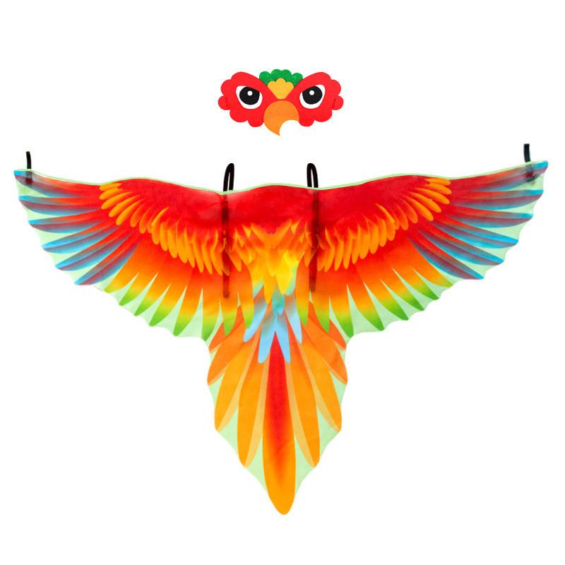 Colorful Kids Parrot Wings Cape And Bird Headpiece Ideal For Halloween And Christmas Celebrations