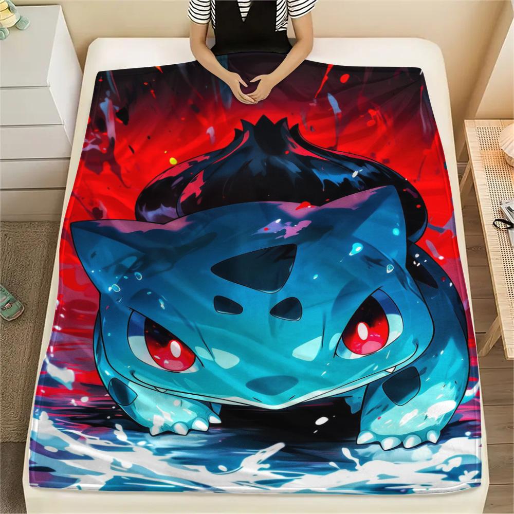 

Bulbasaur Flannel Blanket Print Design Cozy Soft for Couch Bed Picnic Travel.-TING 75x90cm