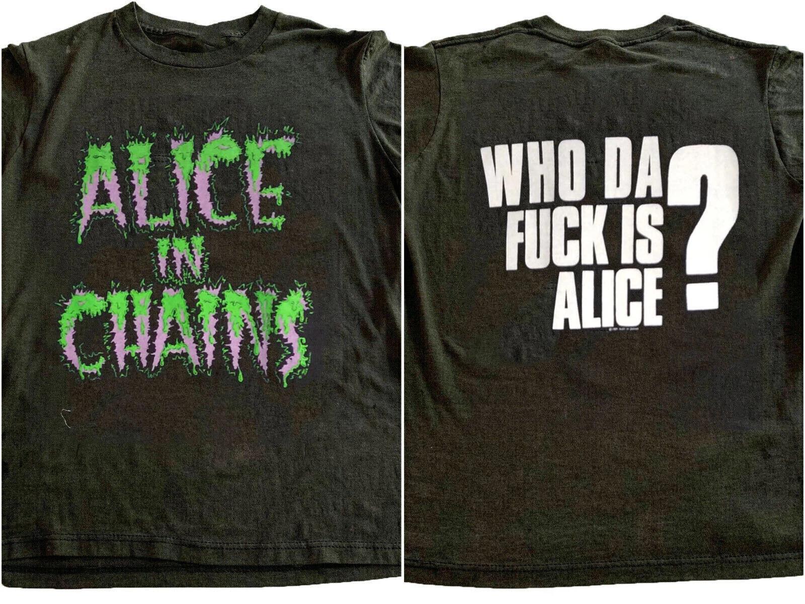 1989 Alice in Chains Black Short Sleeve Cotton T-shirt Unisex S-5XL S