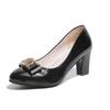 New work single shoes women's casual fashion round head soft leather Korean version medium and high heel leather shoes women's patent leather
