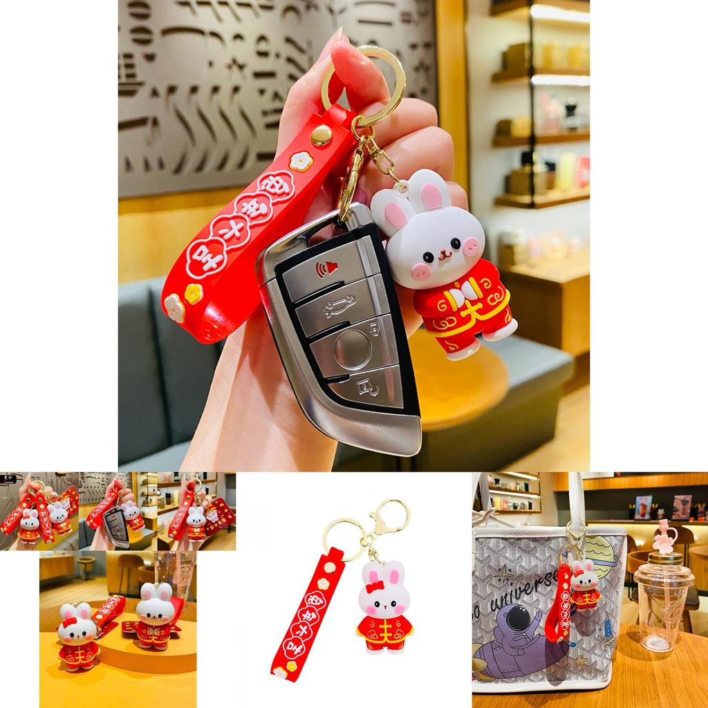 Adorable Pvc Tang Suit Bunny Keychain Cute Creative Cartoon Rabbit Charm For Bags And Car Keys Ideal For Couples And Kids