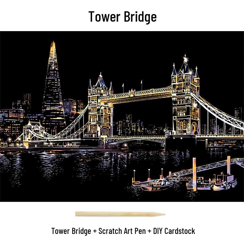 City Night View Scratch Art – DIY Kreatives Handgemachtes Malen Geschenk für Beste Freundin