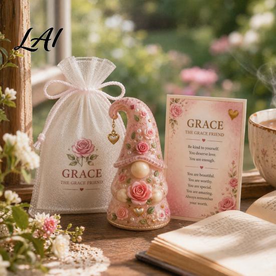 Gnom-Ornament Emotionale Stützfigur mit Karte und Aufmunterungsgeschenk für Sie Mullbeutel Positive Energie Frauen Dekoration