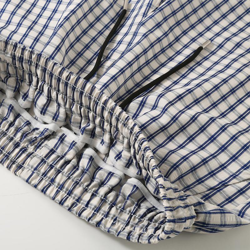 Men's Plaid Casual Shorts, Elastic Waist Drawstring Summer Lightweight Beach Shorts (M-5XL)