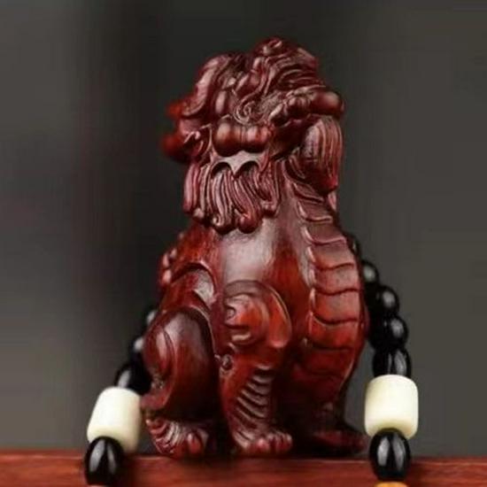Red Sandalwood Qilin Pixiu Handheld Pendant Ornament