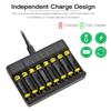 SEIVI Ni MH USB Battery Charger for AA AAA Battery Charge LCD Display Screen Eight Desktop Charger with 8 AAA Battery