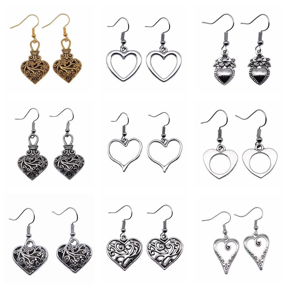 24 Styles Simple Design Gothic Punk Style Hollow Heart Drop Earrings For Women Vintage Fashion Earring Gift