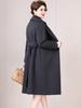 Damski dwustronny płaszcz kaszmirowy - Modny średniej długości z wiązaniem, wełniany, na jesień/zimę