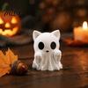 Halloween Bastelset Geisterkatze Statue, 3D Gedrucktes Ornament, Weiße Statue Niedliche Figur für Zuhause Büro Schreibtisch Dekoration Kleine Tischskulptur