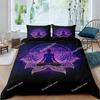 Funda nórdica de meditación de chakras bohemios, juego de cama de yoga con temática relajante, funda de edredón de loto con mandala exótico, decoración para dormitorio tamaño king