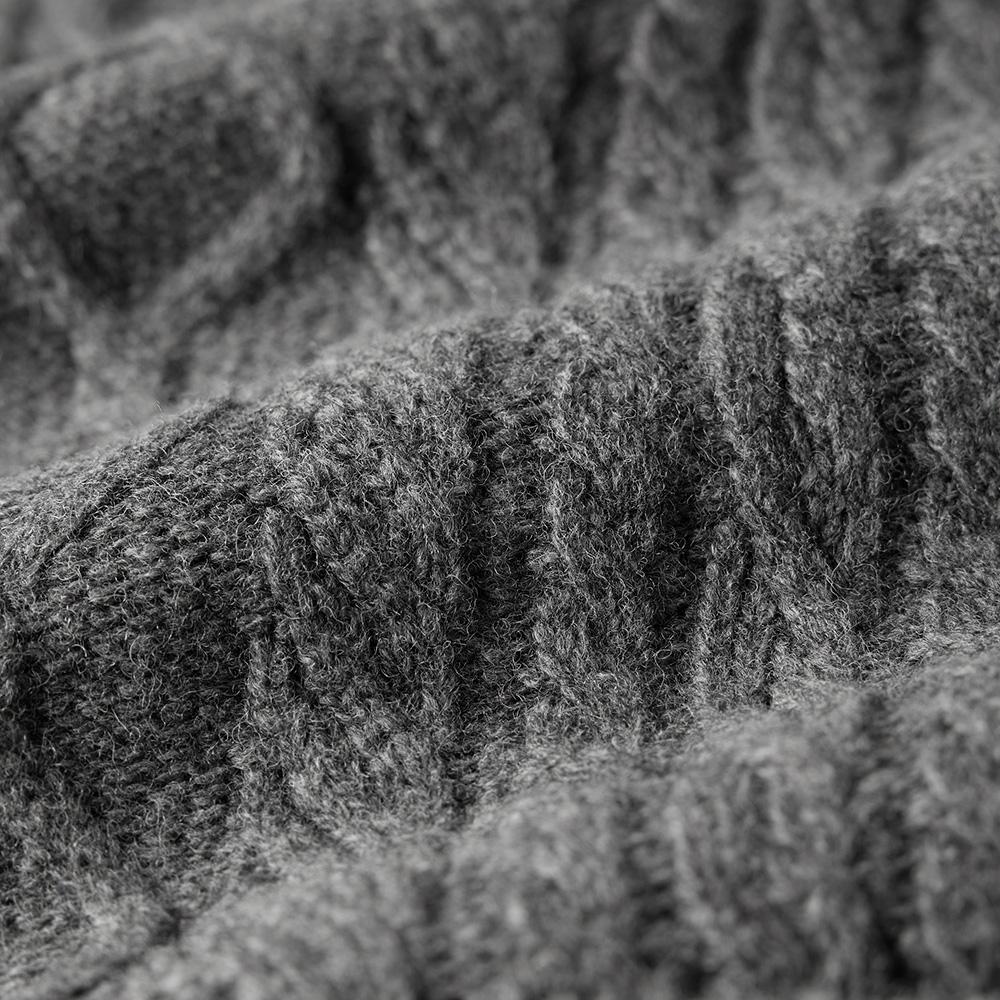 Geonjiulleunseu Shetland Wool Aran Pocket Sweater - Grey