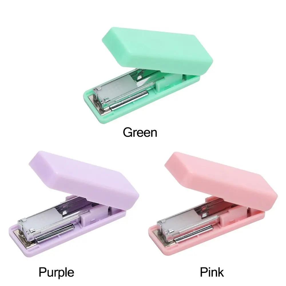 Portable Candy Color Mini Stapler Multifunction Metal Small Stapler Bookbinding Supplies Manual Binding Tool School Office