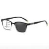 Fashion Luxury Photochromic Multifocal Reading Glasses Men's Business Square High-definition Anti Blue Light Presbyopia Glasses