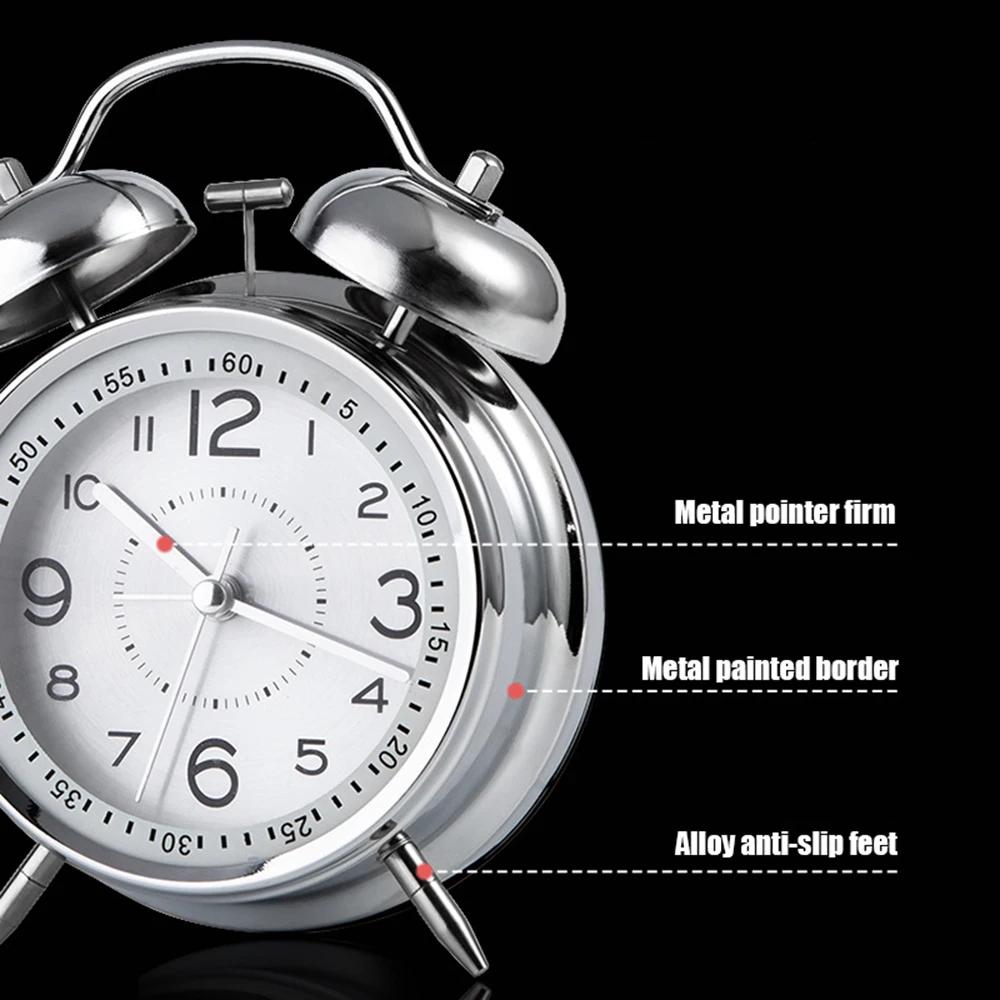 Twin Bell Loud Alarm Clock with Night Light Metal Frame Battery Operate Loud Desk Table Alarm Clock for Bedrooms Bedside Gifts