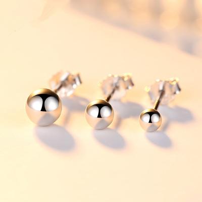 Small Round Bead Smooth Stud Earrings Boys Silver Fashion Personality Simple Earrings Women Doudou Ear Hole Earrings