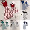 Stylish Mother And Daughter Fashion Casual Boho Stripe Maxi Matching Dress Outfits