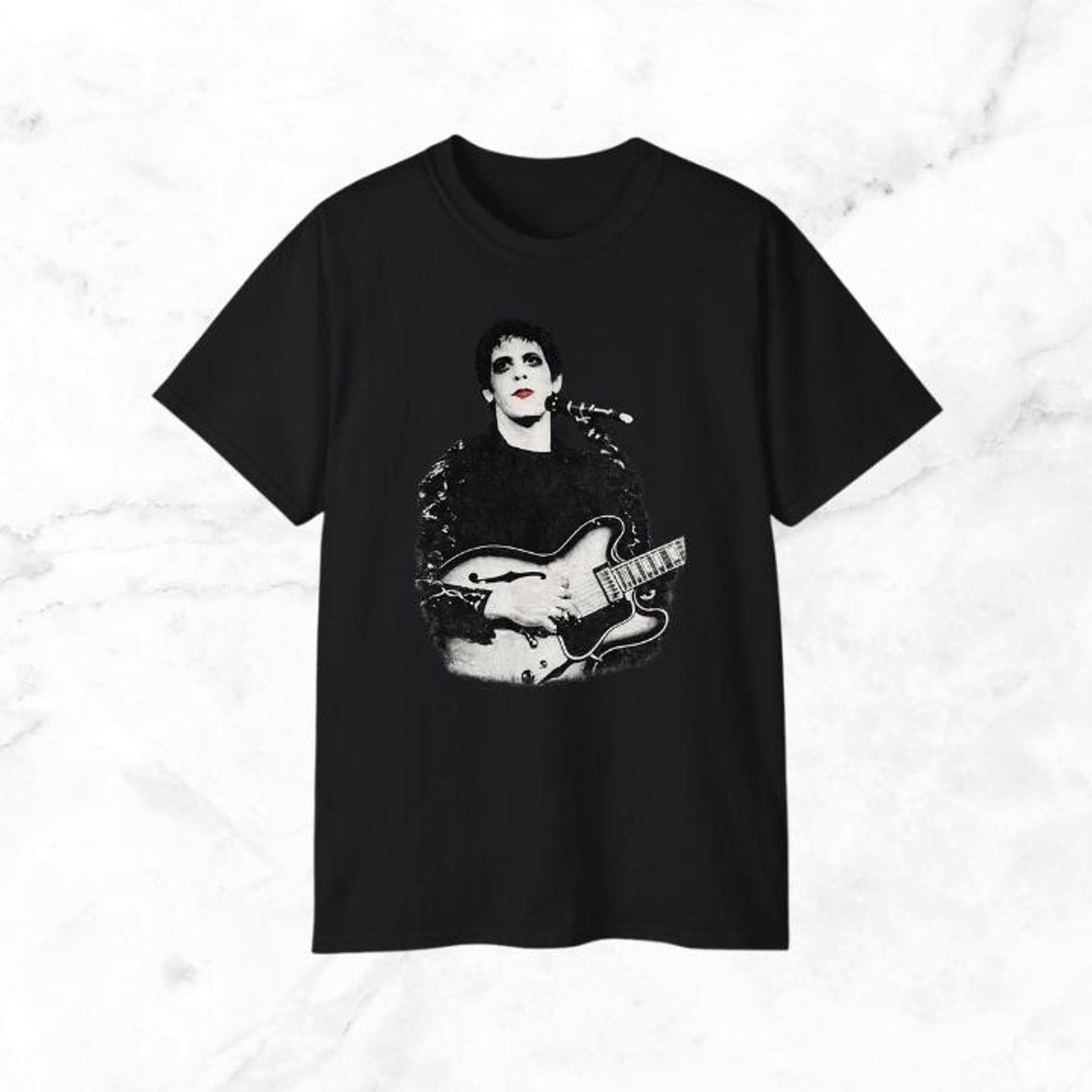 Lou Reed Bleached Photo Slim Fit T-Shirt | Unisex Cotton Concert Tee S