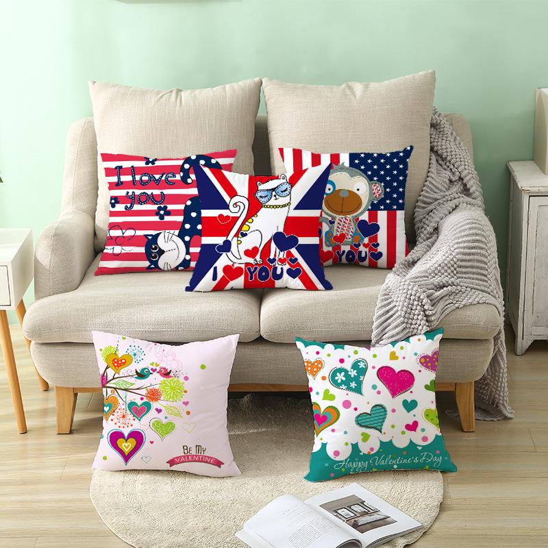 Cartoon-Druck Serie Valentinstag Pfirsichhaut Kissenbezug Heimstoff Quadratischer Kissenbezug