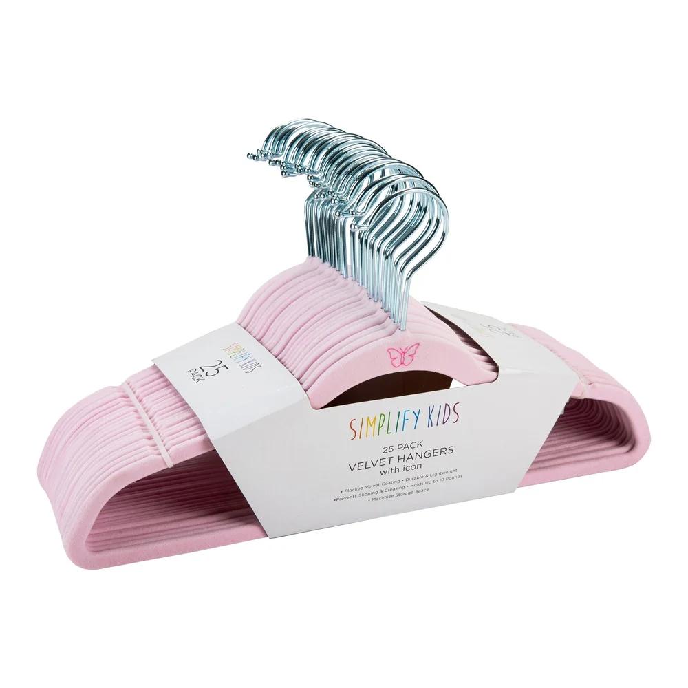 

Детские бархатные вешалки 25 штук Нескользящие Прочные Легкие Иконка бабочки Органайзер для одежды Экономия места в шкафу United States