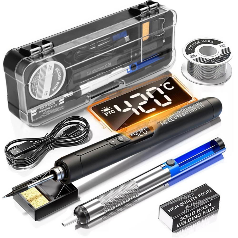 USB Rechargeable USB Soldering Iron Set Adjustable Temperature Cordless Soldering Pen Set  Home Use