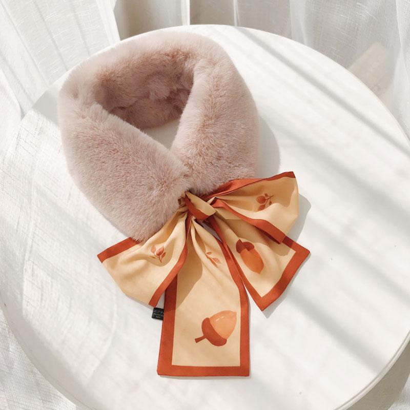 Women Fake Collar Tie Winter Faux Fur Woman False Collar Girls Detachable Fur Collar Ribbon Warm Scarfs for Ladies Neckerchiefs