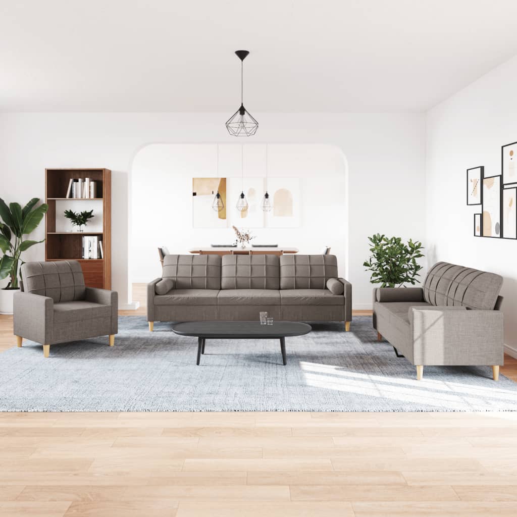 Vidaxl 3-Cz. Relaxation Set With Cushions, Taupe Color, Fabric