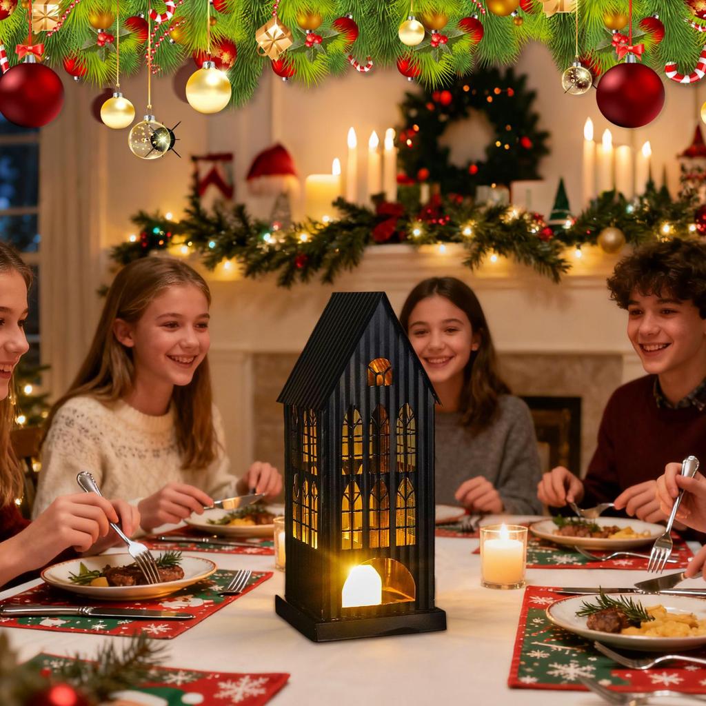 Kirchenförmiger Weihnachts-Advents-Metall-Kerzenhalter Hohl LED-Kerzenständerhalter Für Hausbesitzer Wohnung Wohnzimmer Schlafzimmer