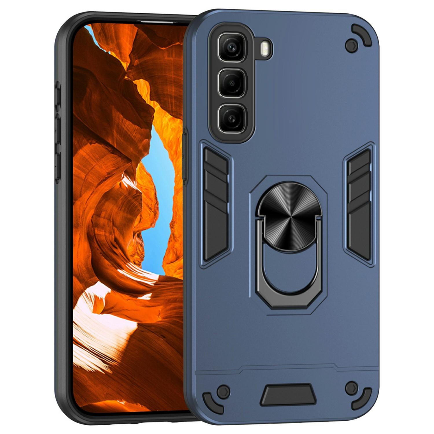 

Для Infinix Hot 50 4G чехол PC+TPU Drop Defend телефон чехол с кольцом-подставкой B