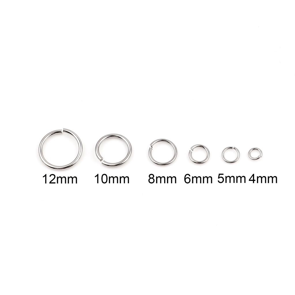 100pcs 0.5mm-1.8mm-4mm-16mm Stainless Steel Open Jump Rings Findings Round Silver Color DIY Making Keychain Necklace Jewelry