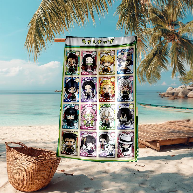 Beach Towel with Demon Slayer characters1 Pattern - soft,absorbent,machine washable Lightweight&Modern,swimming,Travel Essentials