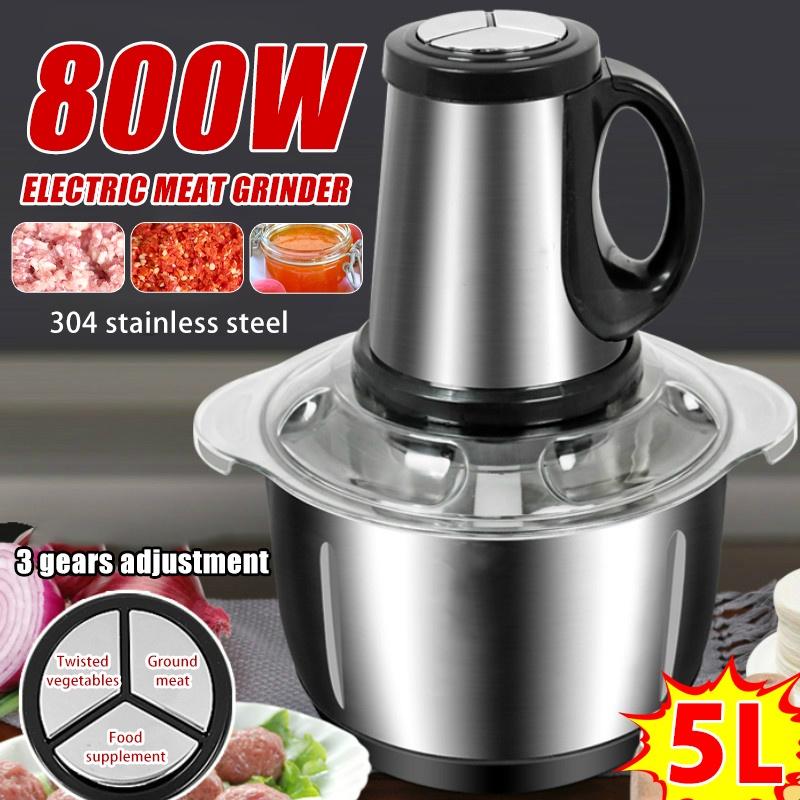 800W 5L 3 Speed Food Mixer Blender Stainless Steel Electric Chopper Mincing Machine Food Processors Electric Meat Grinder