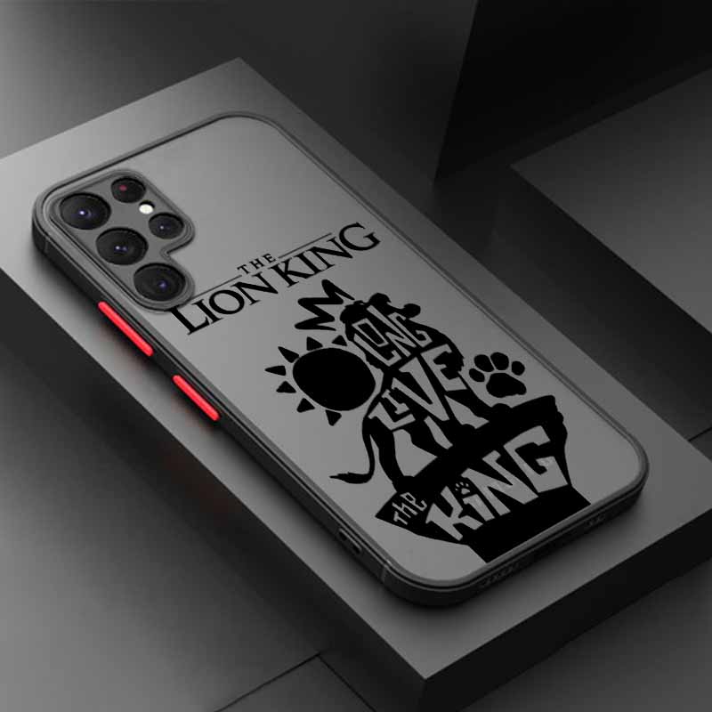 Cute The Lion King Cover For Samsung S25 S24 S23 S22 S21 S20 S10 FE Ultra Plus Lite Frosted Translucent Phone Case