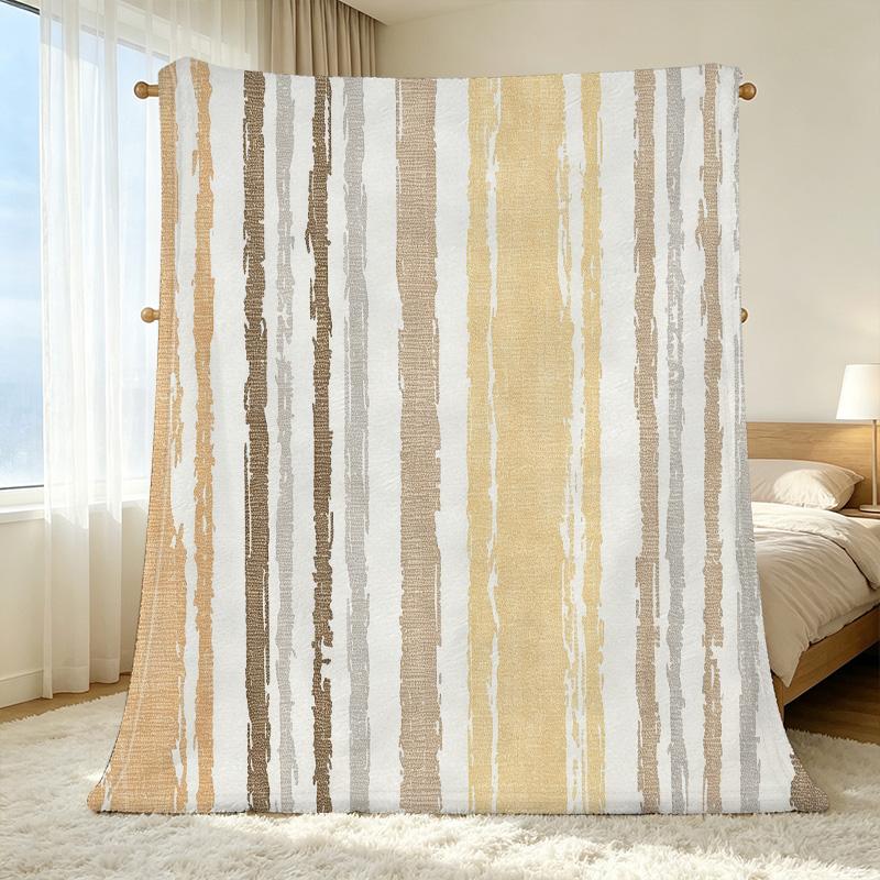 Soft Flannel Striped Blanket Breathable Cozy Throw, Lightweight for Year-Round Use, Suitable for Home, Bedroom, Sofa, Office, Christmas & Halloween