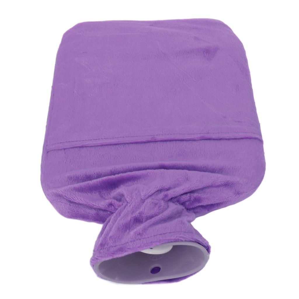 Hot Water Bottle with Plush Cover Men Women 2L PVC Soft Hot Water Bag for Neck Shoulder Soreness Purple