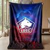 LOSC Lille Custom Name Text Flannel Blanket Soccer Logo Personalized Fleece Throw Blanket Special Gift For Sofa Bedroom Home