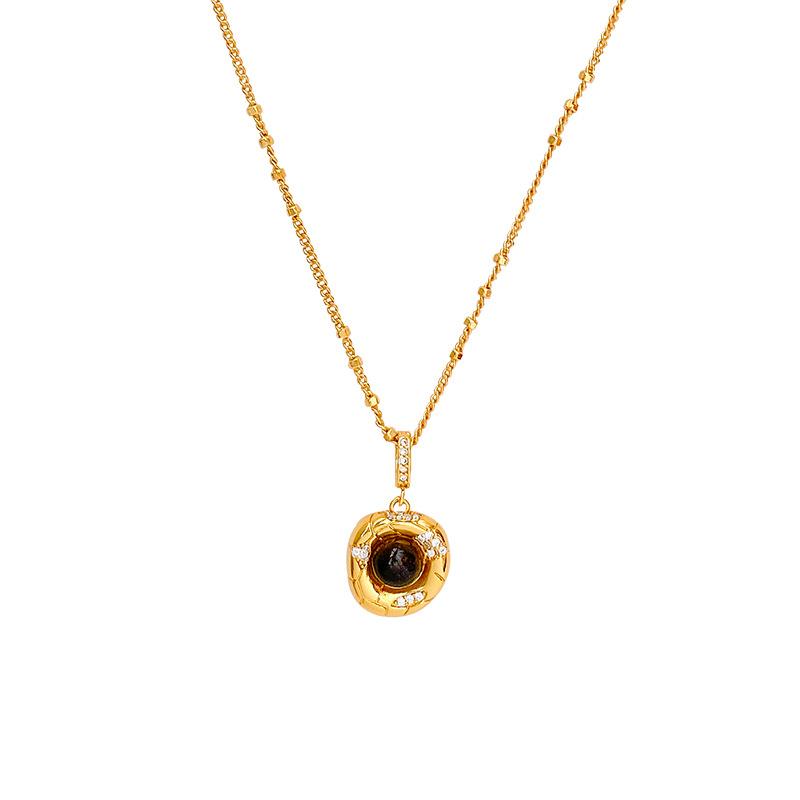 

Tiger Eye Stone Long Necklace Women s Accessories Stacked New Sweater Chain Premium Light Luxury Neck Chain