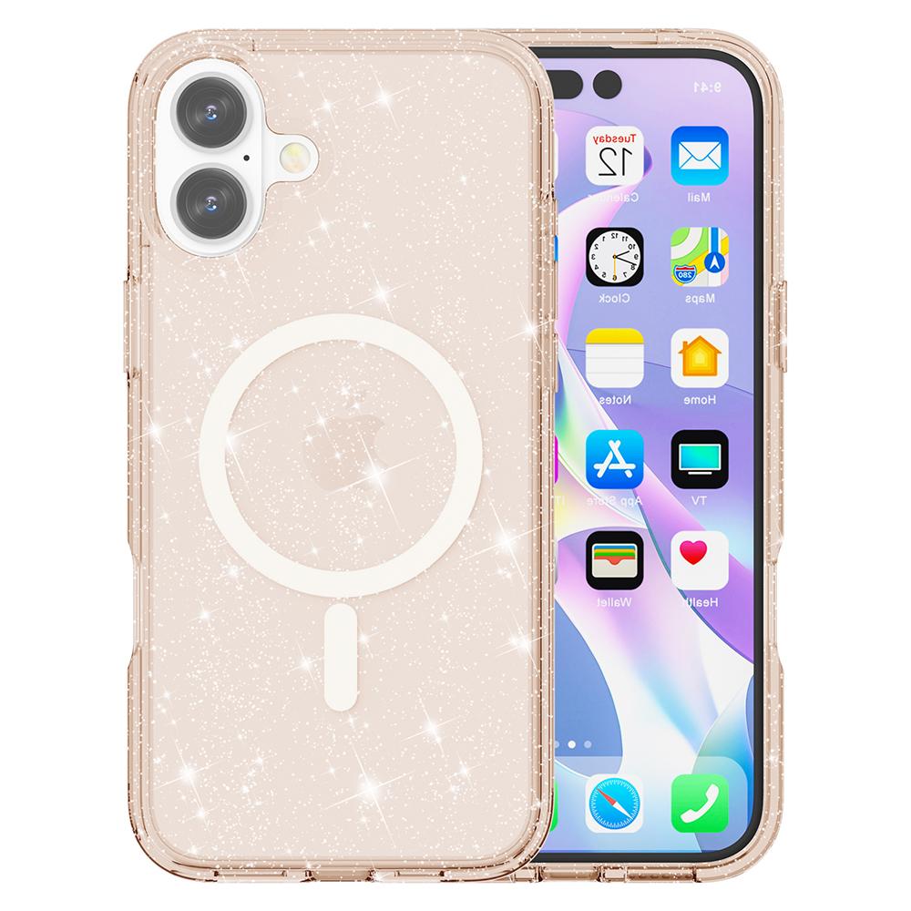 For iPhone 17 Case Compatible with MagSafe Glitter Powder PC+TPU Phone Cover