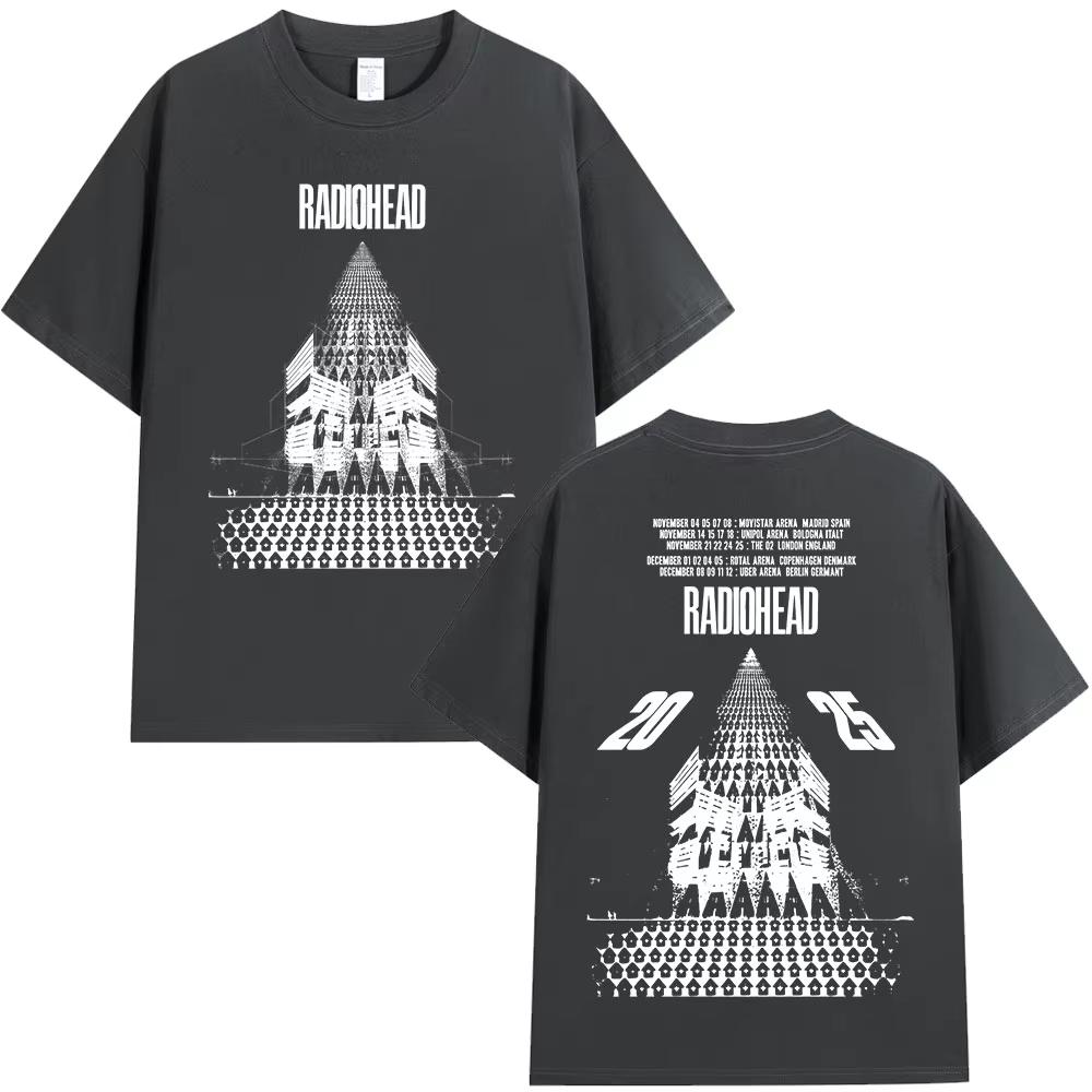 Radiohead Return To The Road European Tour T Shirts Fashion Rock Band T-shirt Men Women Cotton Oversized T-shirt