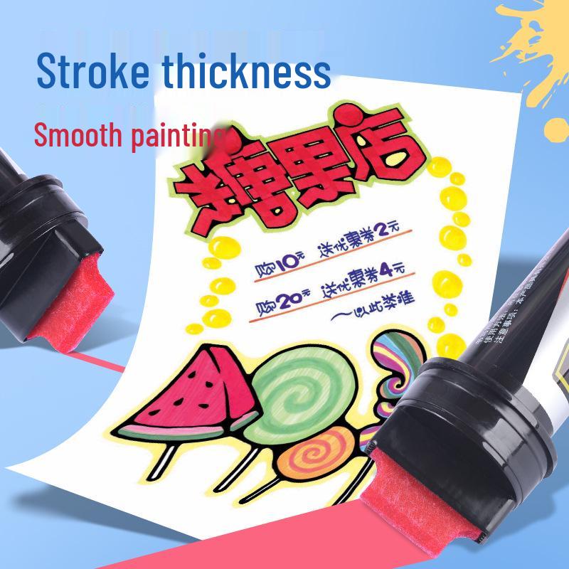 Jin Wannian POP 12-Color 6mm Chisel Tip Marker Set for Posters and Ads