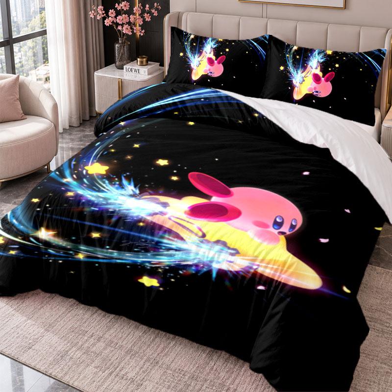 Kirby 3Pcs Bedding Set Duvet Cover With Two Pillowcases For Bedroom Home Decoration