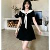 Doll collar lace-up dress for women's summer waist, thin age reduction, college style, girlish feeling, daily versatile short skirt
