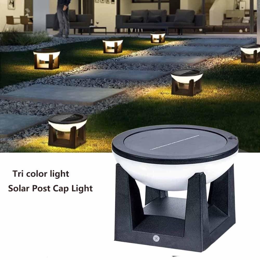 3 Color Outdoor Solar Post Light Waterproof Outdoor Column Lamp  Backyard Lighting