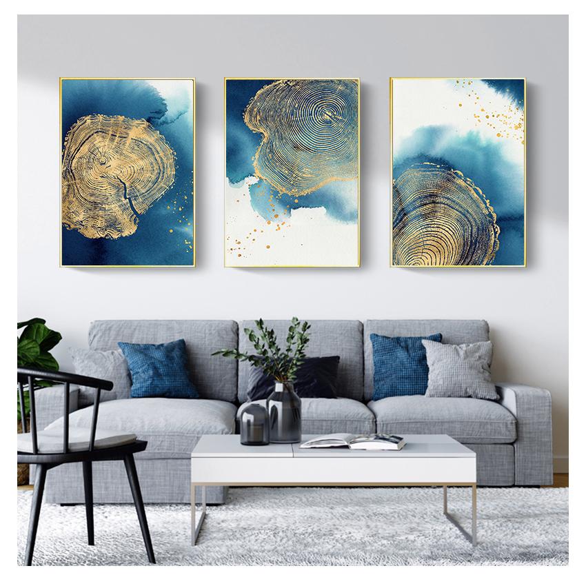 Pânză de artă Poster și pânză de imprimare pentru sufragerie Morden Contractat Home Decor Neramă Nordic Abstracte Inele aurii Perete