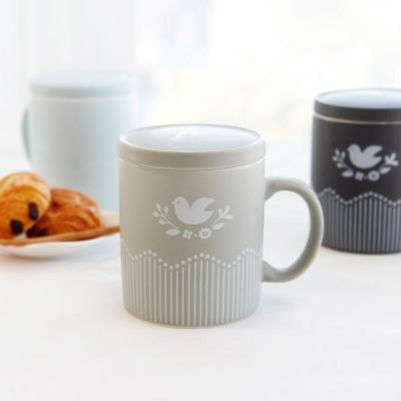 El Abeti Bird Lid Mug (choose one color) Black