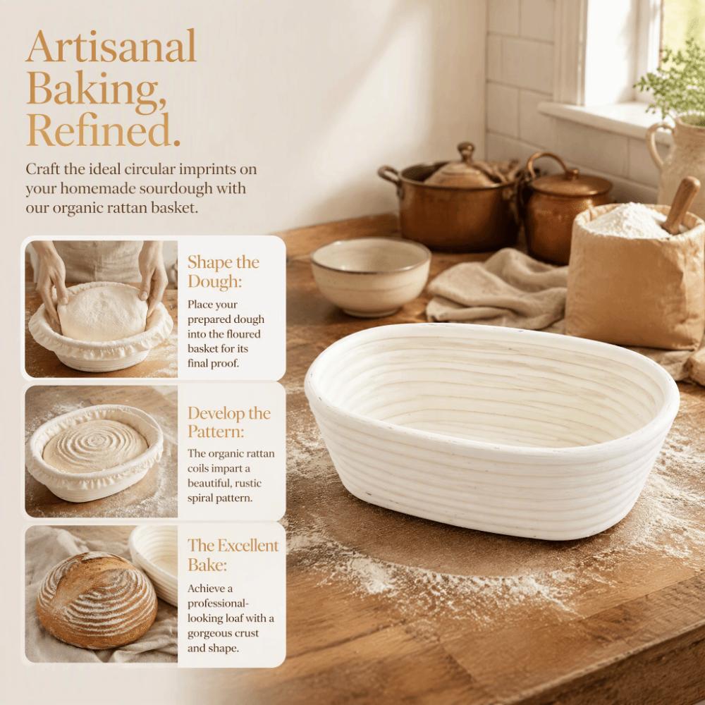 Oval Shape Bread Proofing Basket With Linen Liner Dough Basket Home Baking
