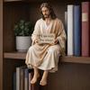 New Resin Material Jesus Resin Figurine Sitting Pose I Am with You Always Sign Jesus Christ Statue Religious Decor Office Table