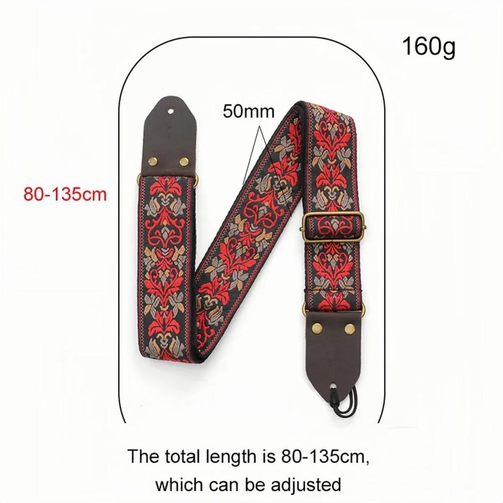 Guitar Strap Embroidery Bohemian Style Adjustable Cotton Ukulele Shoulder Belt