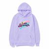 Unisex 'I Am Kenough' Rainbow Print Loose Hooded Sweatshirt - Black